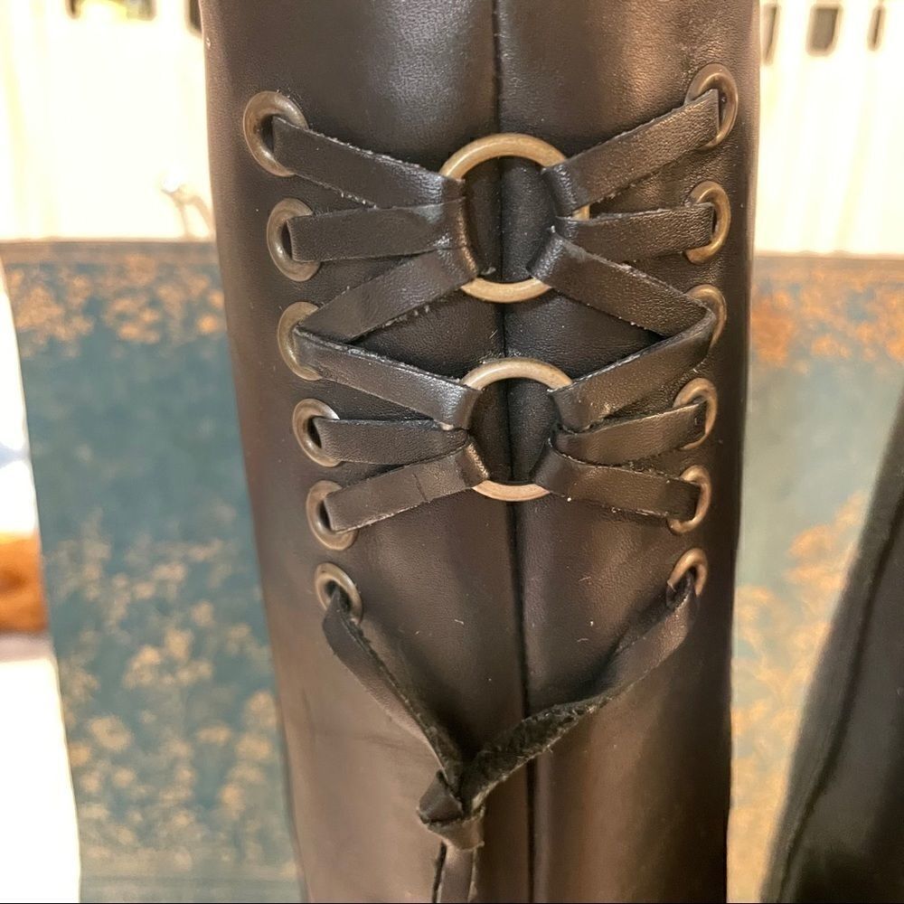 Coach Coty Leatherstackedheelboots Black Size 8 View 4